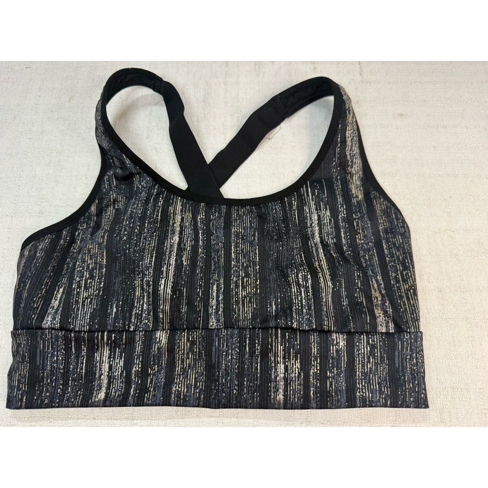 Victoria Sport Sports Bra Grey Gold And Black Size Small Criss Cross Back